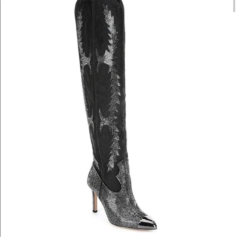 Gianni Bini Katyanna Rhinestone OTK Boots Black 5 NWT